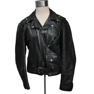 Classic Excelled Leather Motorcycle Jacket Size 40 Black Made In USA Biker